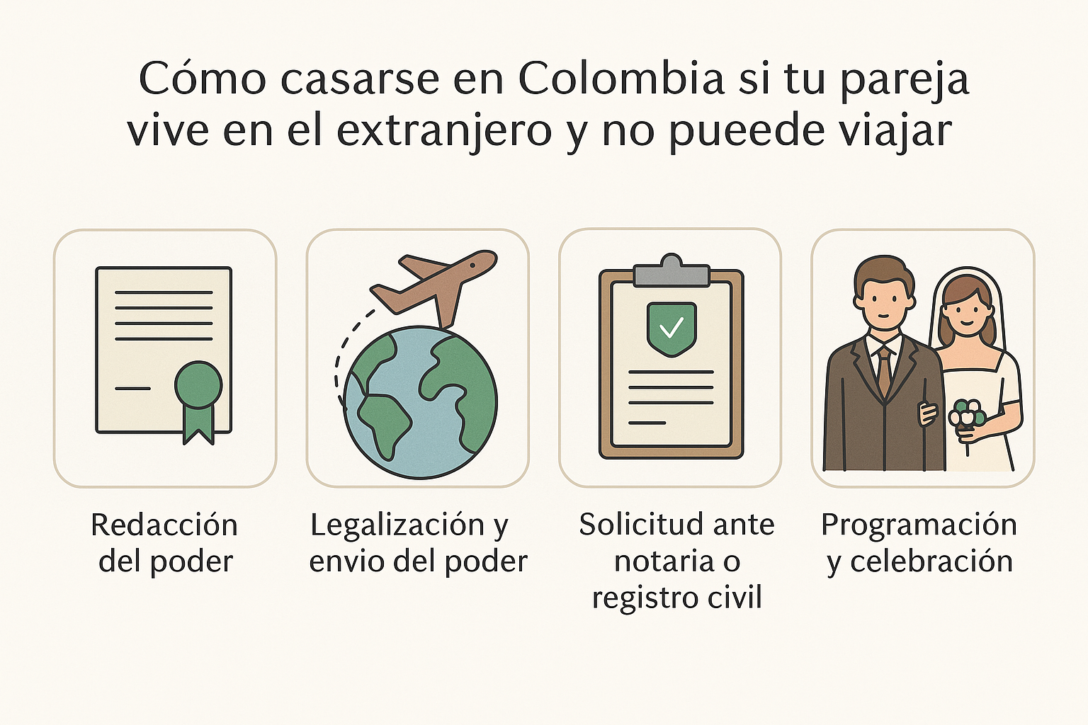 ¿Cómo casarse si mi pareja vive en otro país y no puede viajar?